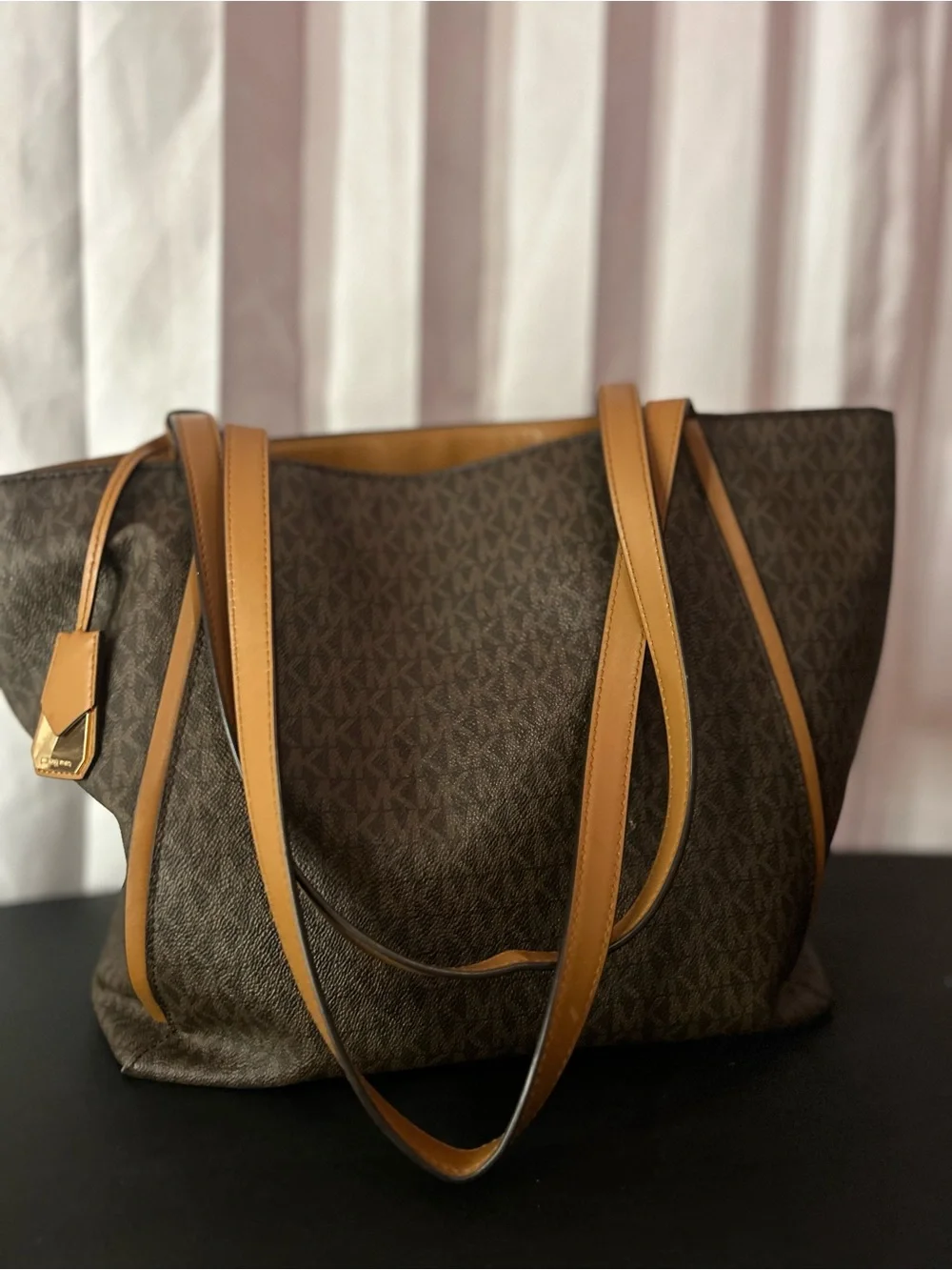 Michael Kors Brown Logo Tote with Tan Accents